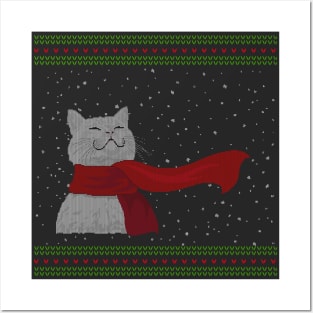 Knitted Snowcat (white) Posters and Art